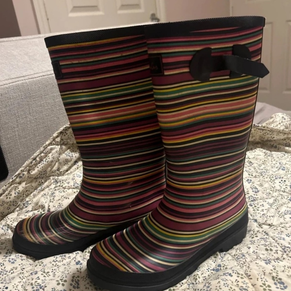 Joules Multicolor Striped Women's Rain Boots